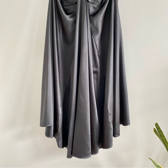 Jessica McClintock Black Satin Lace Mermaid Gown Size 6 - Picture 9 of 12